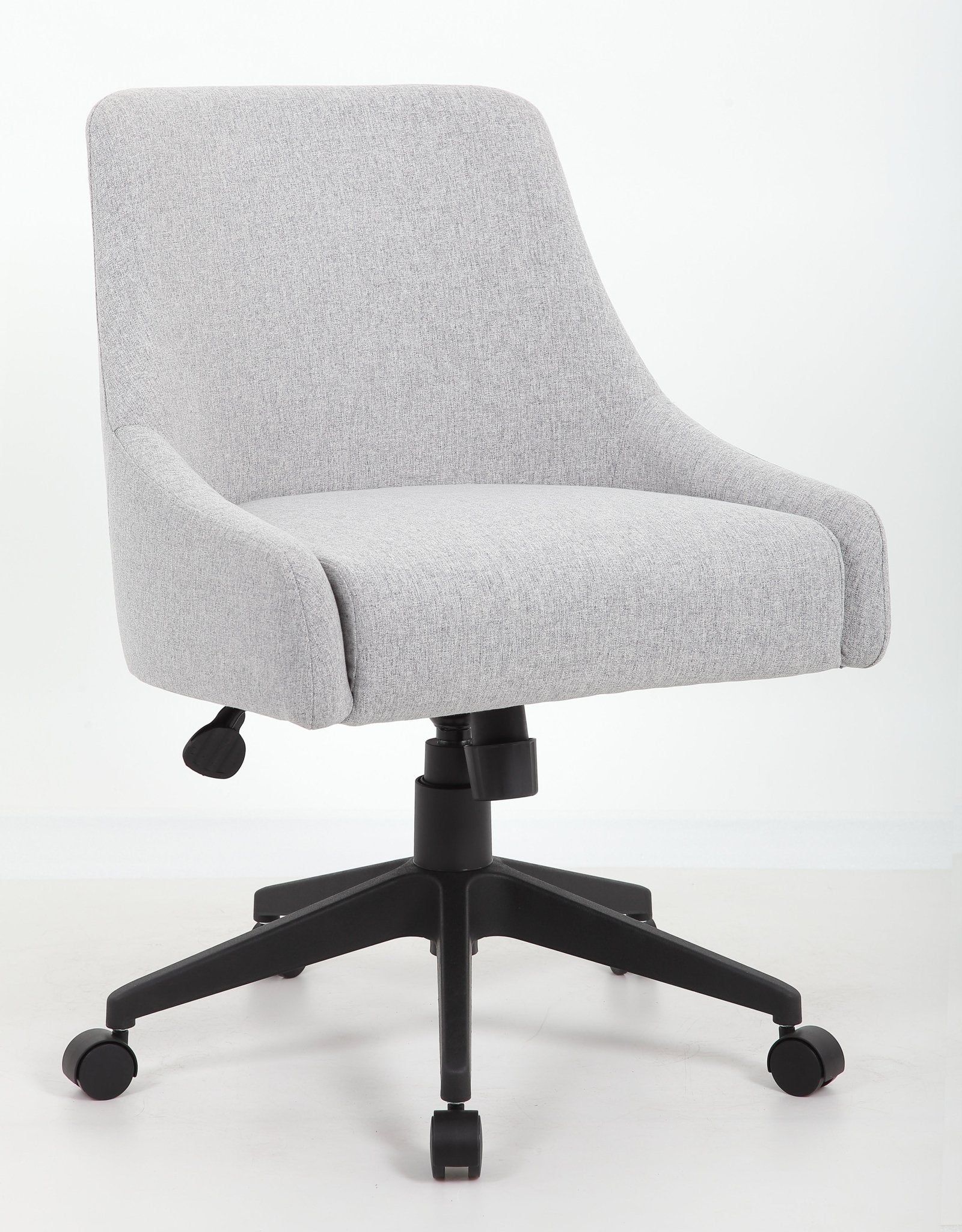 Boss Boyle Poly - Linen Weave Desk Chair with Casters, Grey (B576) - SchoolOutlet