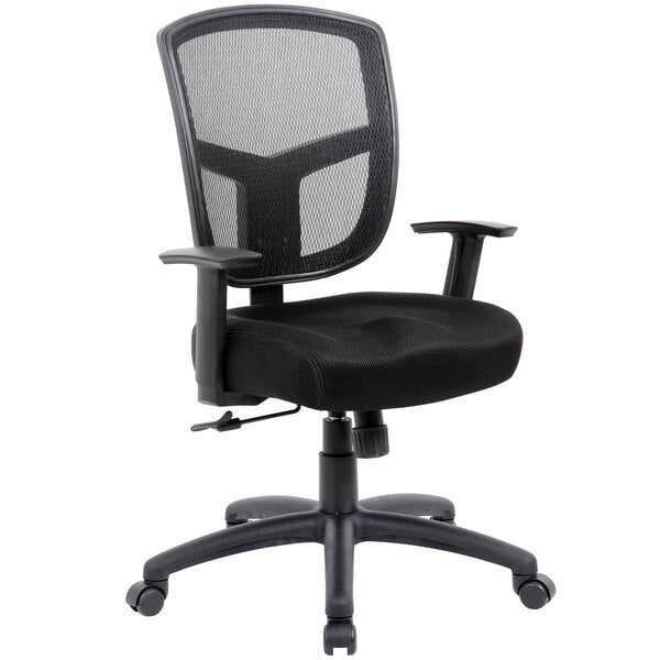 Boss Contract Mesh Task Chair with Synchro - Tilt Mechanism, Black (B6022) - SchoolOutlet