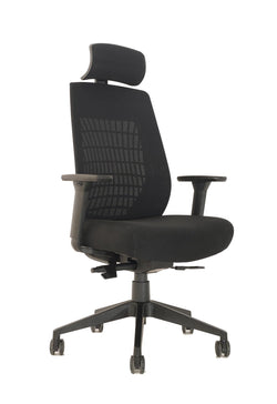 Boss Mesh High-Back Task Chair with 3D Multi-Direction Armrests, Memory Foam Seat and Headrest, Black (B6031)