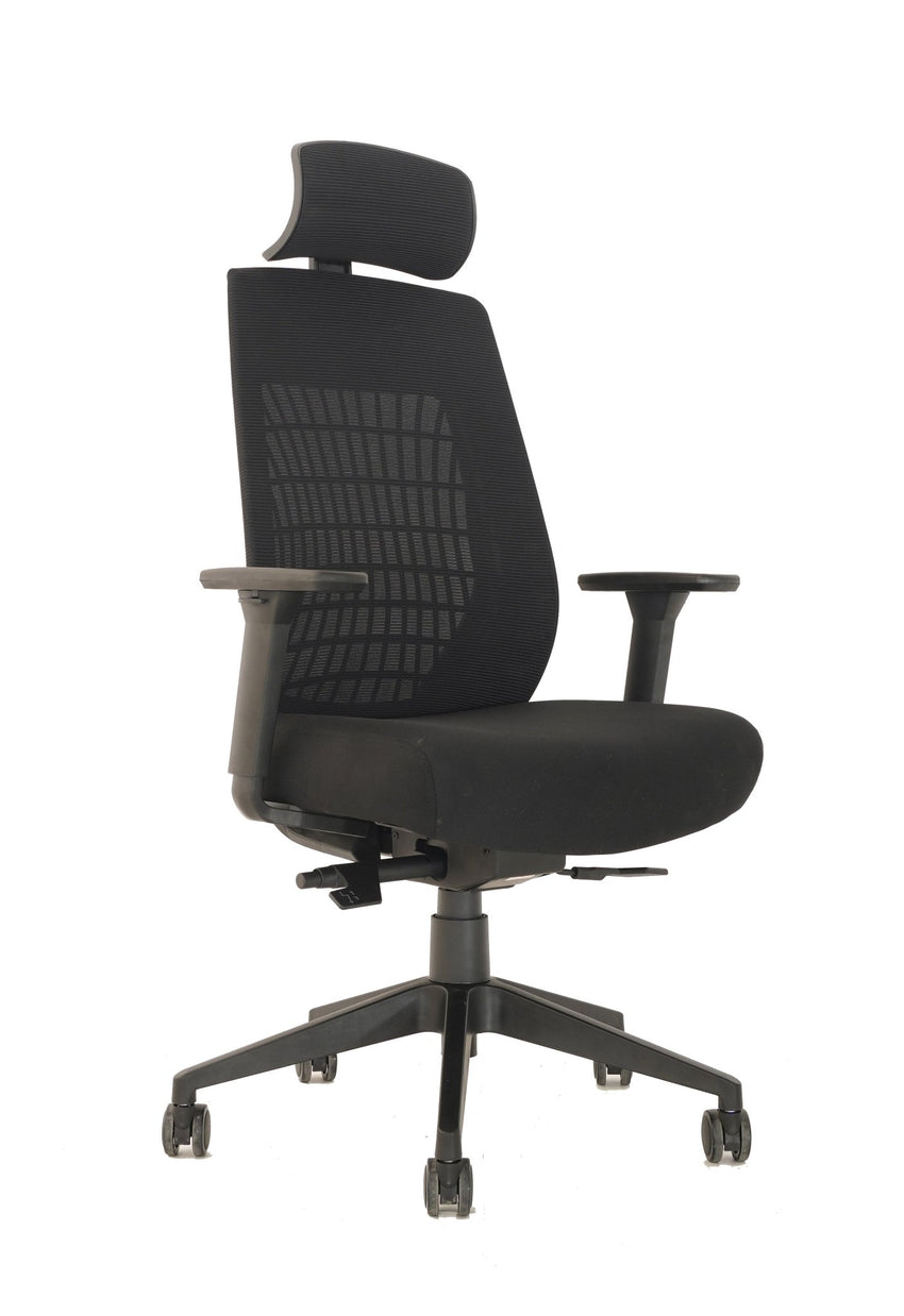 Boss Mesh High - Back Task Chair with 3D Multi - Direction Armrests, Memory Foam Seat and Headrest, Black (B6031) - SchoolOutlet