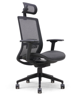 Boss Mesh Back Task Chair with 3D Multi-Direction Armrests and Headrest, Black (B6033)