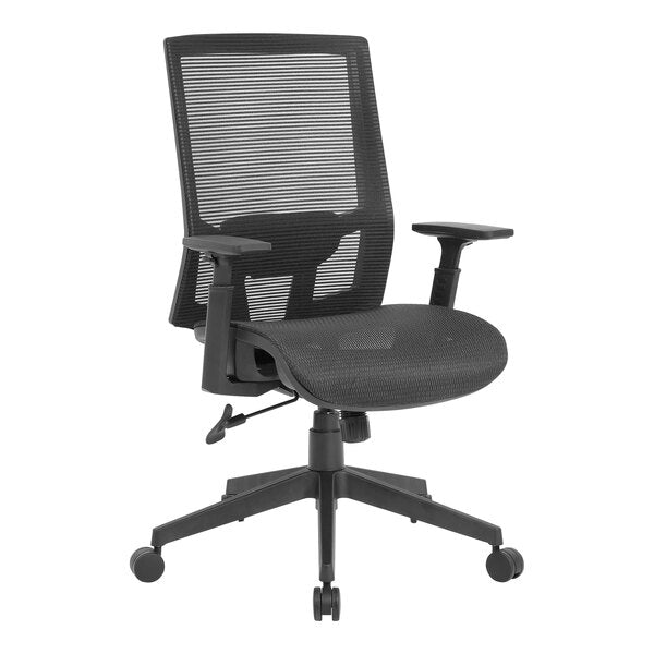 Boss Mesh High - Back Task Chair with Adjustable T - Arms, Black (B6044) - SchoolOutlet