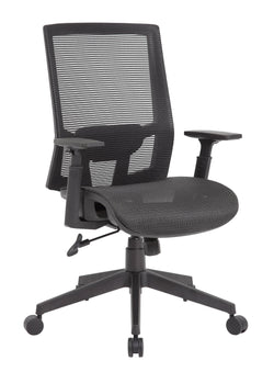 Boss Mesh High-Back Task Chair with Adjustable T-Arms, Black (B6044)