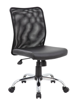 Boss Mesh Back and Vinyl Seat Budget Task Chair, Black (B6115C)
