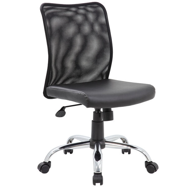 Boss Mesh Back and Vinyl Seat Budget Task Chair, Black (B6115C) - SchoolOutlet