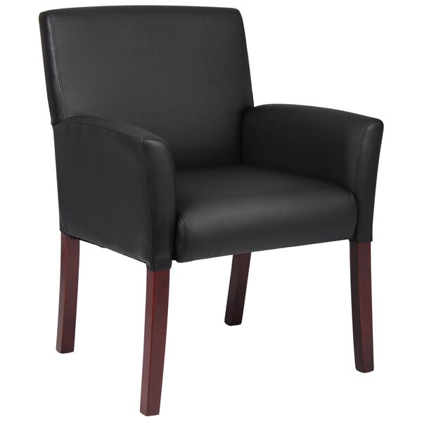 Boss Box Arm guest, accent or dining chair, Black (B619) - SchoolOutlet