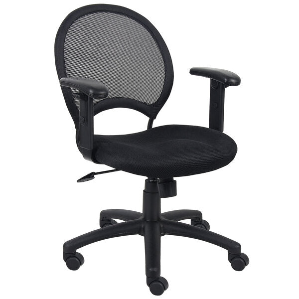 Boss Mesh Chair with Adjustable Arms, Black (B6216) - SchoolOutlet