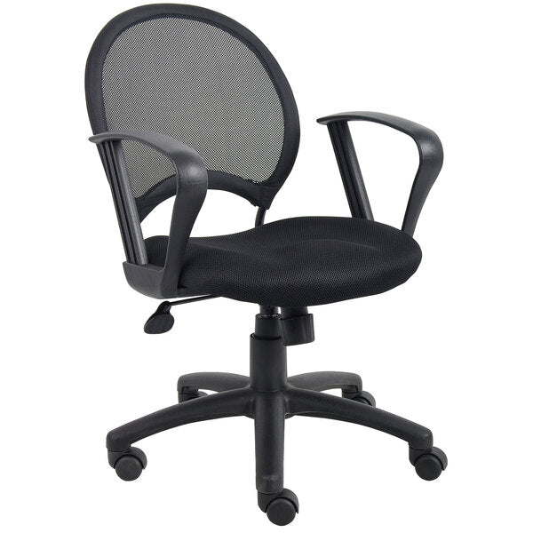 Boss Mesh Chair with Loop Arms, Black (B6217) - SchoolOutlet