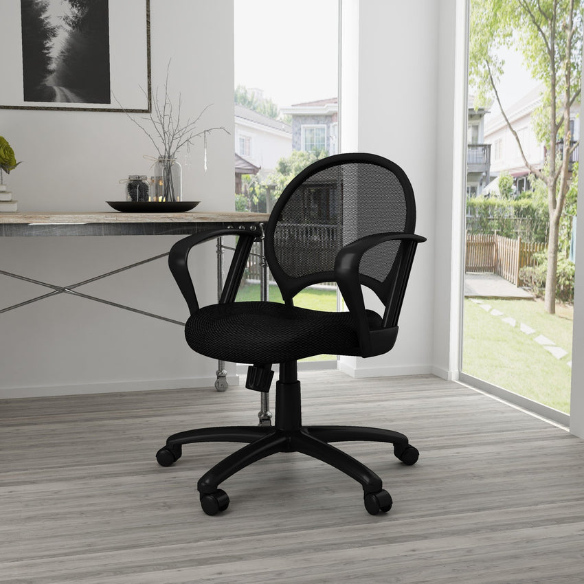 Boss Mesh Chair with Loop Arms, Black (B6217) - SchoolOutlet