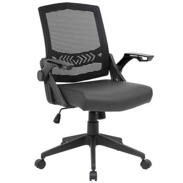 Boss Mesh Flip Arm Task Chair, Black (B6223) - SchoolOutlet