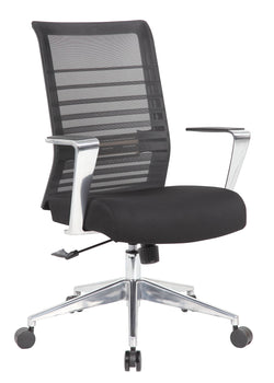 Boss Horizontal Striped Mesh Back Task Chair with Fixed Aluminum Arms, Black (B6566AL)