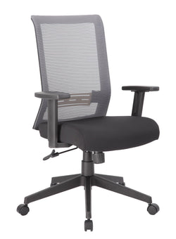 Boss Horizontal Striped Mesh Back Task Chair with Adjustable T-Arms, Grey/Black (B6566)