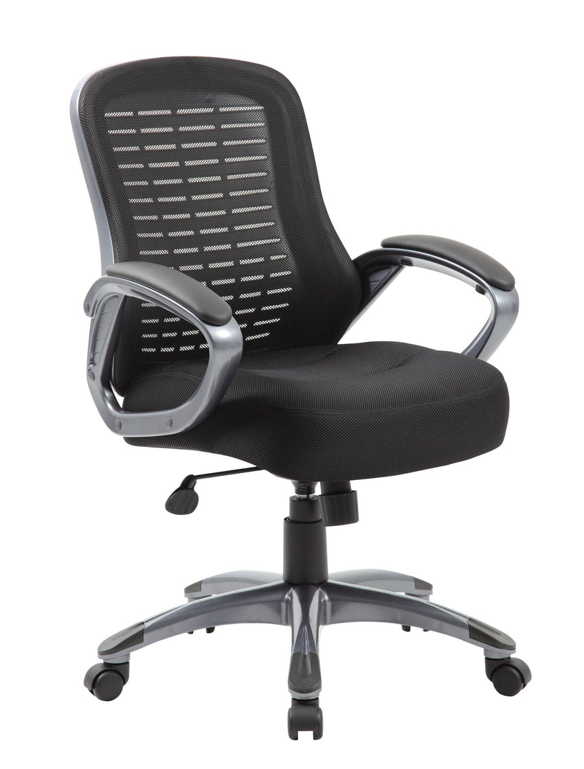 Boss Mesh High Back Ribbed Chair, Black (B6756) - SchoolOutlet