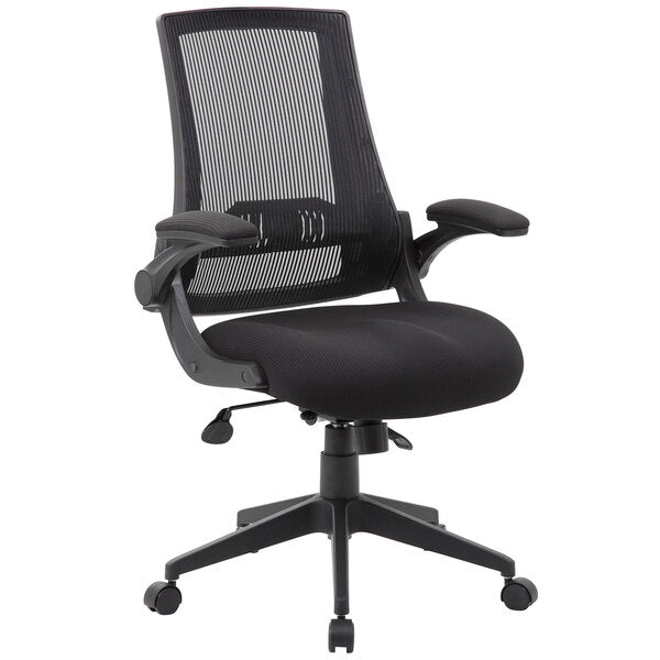 Boss Mesh Flip Arm Task Chair, Black (B6776) - SchoolOutlet
