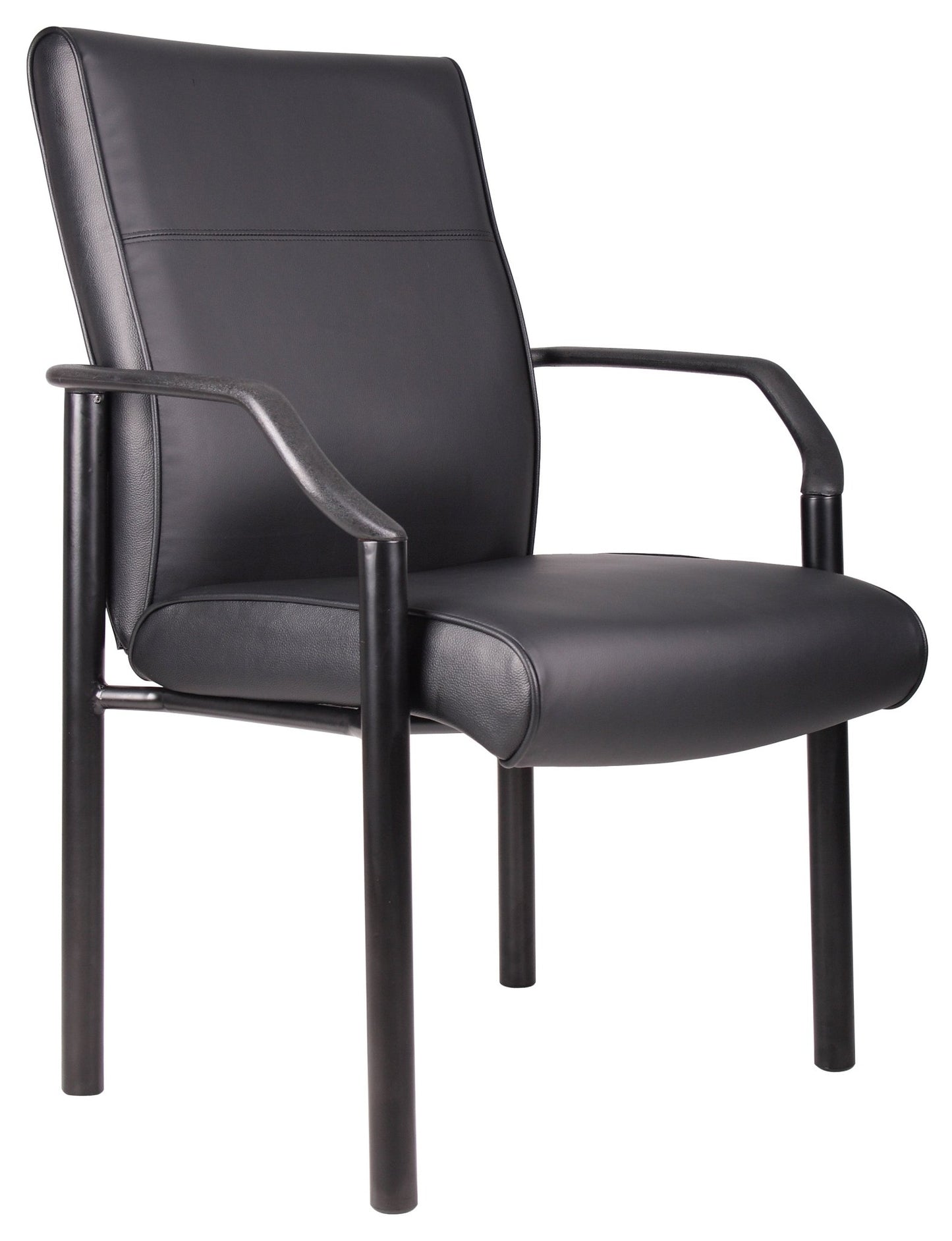 Boss Mid Back Guest Chair In LeatherPlus, Black (B689) - SchoolOutlet