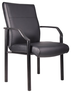 Boss Mid Back Guest Chair In LeatherPlus, Black (B689)