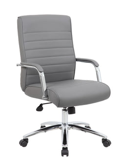 Boss Modern Executive Gray Ribbed CaressoftPlus Conference Chair, Grey (B696CRB)