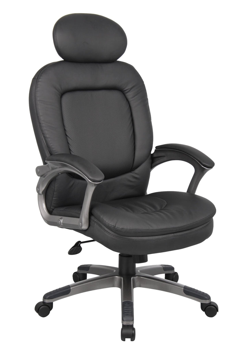 Boss Pillow Top Executive Chair with Headrest, Black (B7101) - SchoolOutlet