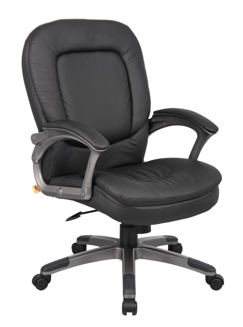 Boss Pillow Top Executive Mid Back Chair, Black (B7106) - SchoolOutlet
