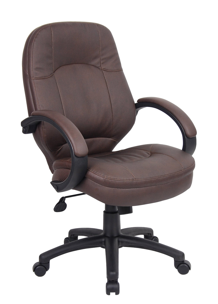 Boss LeatherPlus Executive Chair, Bomber Brown (B726) - SchoolOutlet