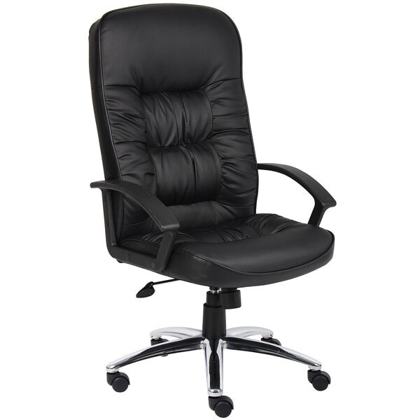 Boss High Back LeatherPlus Chair, Black (B7301) - SchoolOutlet