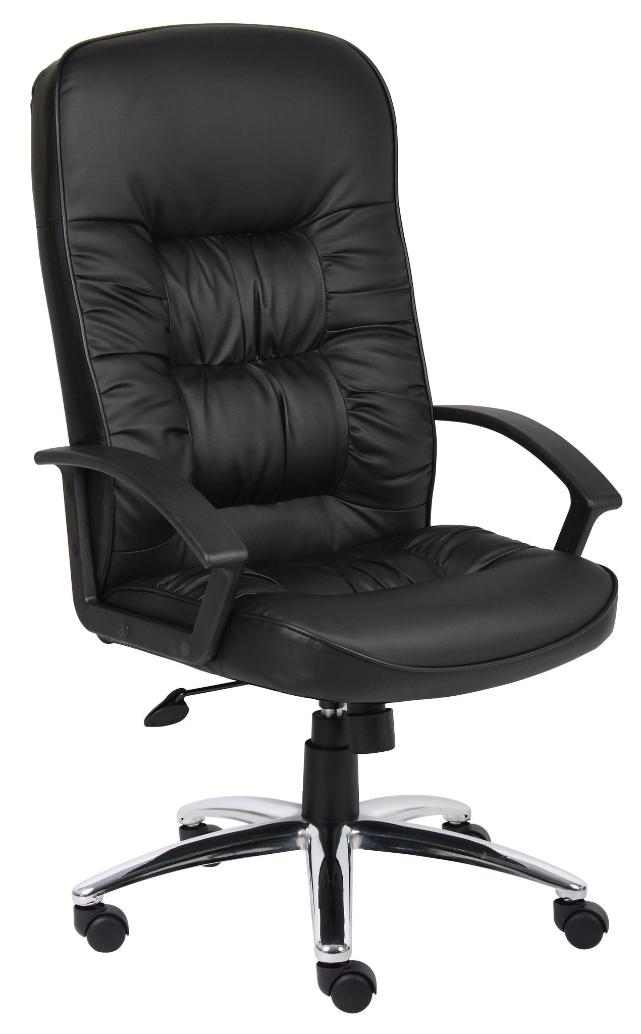 Boss High Back LeatherPlus Chair, Black (B7301) - SchoolOutlet
