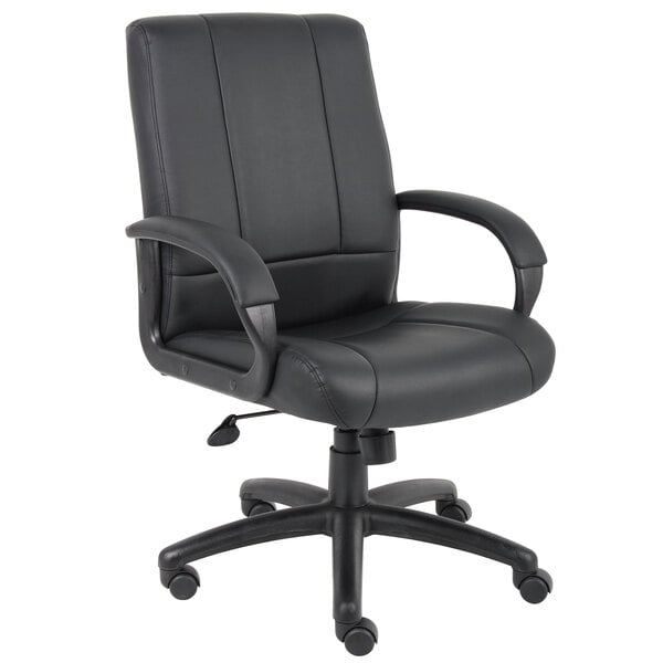 Boss CaressoftPlus Executive Mid Back Chair, Black (B7906) - SchoolOutlet