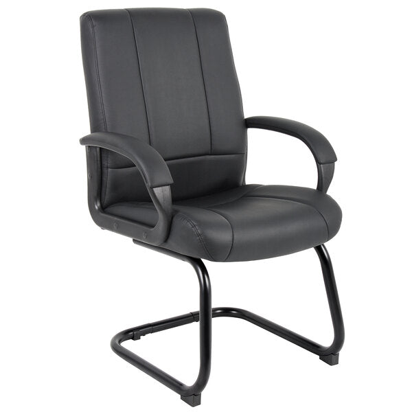 Boss CaressoftPlus Mid Back Guest Chair, Black (B7909) - SchoolOutlet