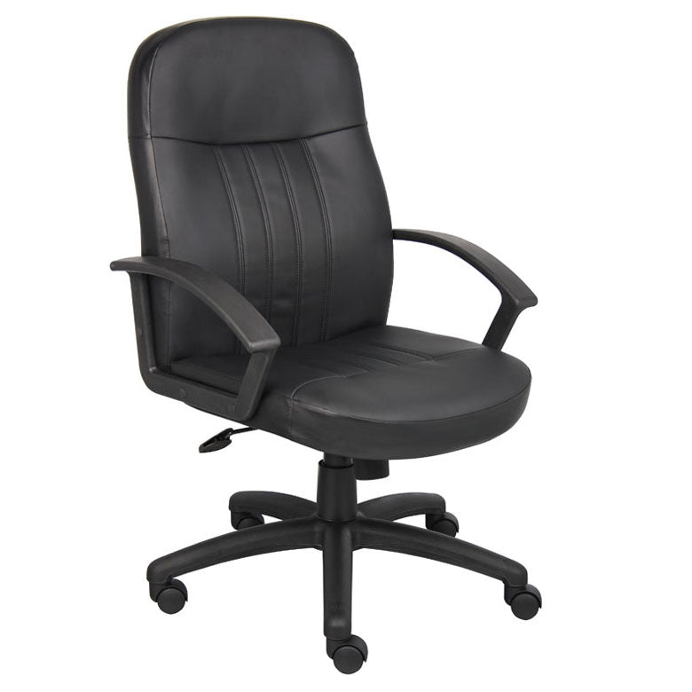 Boss Executive Leather Budget Chair, Black (B8106) - SchoolOutlet