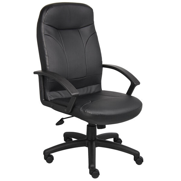 Boss LeatherPlus High Back Chair, Black (B8401) - SchoolOutlet