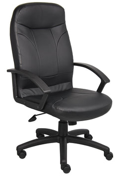 Boss LeatherPlus High Back Chair, Black (B8401)