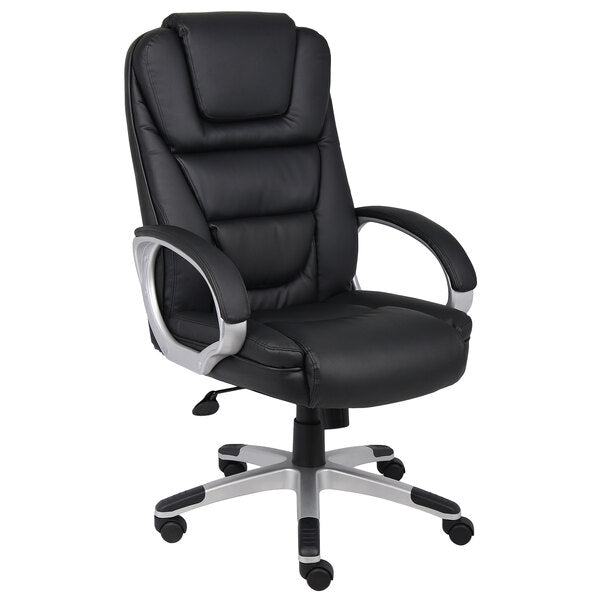 Boss LeatherPlus NTR Executive Chair, Black (B8601) - SchoolOutlet