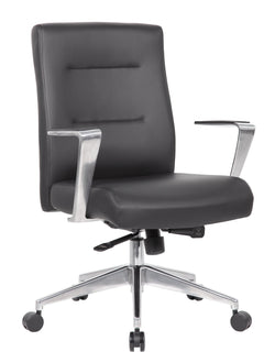 Boss Modern Conference Chair with Fixed Aluminum Arms, Black (B8886AL)