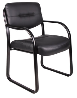 Boss LeatherPlus Sled Base Side Chair with Arms, Black (B9529)