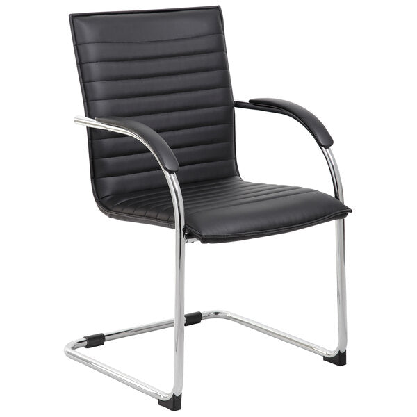 Boss Vinyl Ribbed Side Chair with Chrome Frame, 2 pack (B9536 - 2) - SchoolOutlet