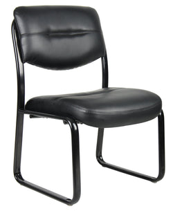 Boss LeatherPlus Sled Base Side Chair, Black (B9539)