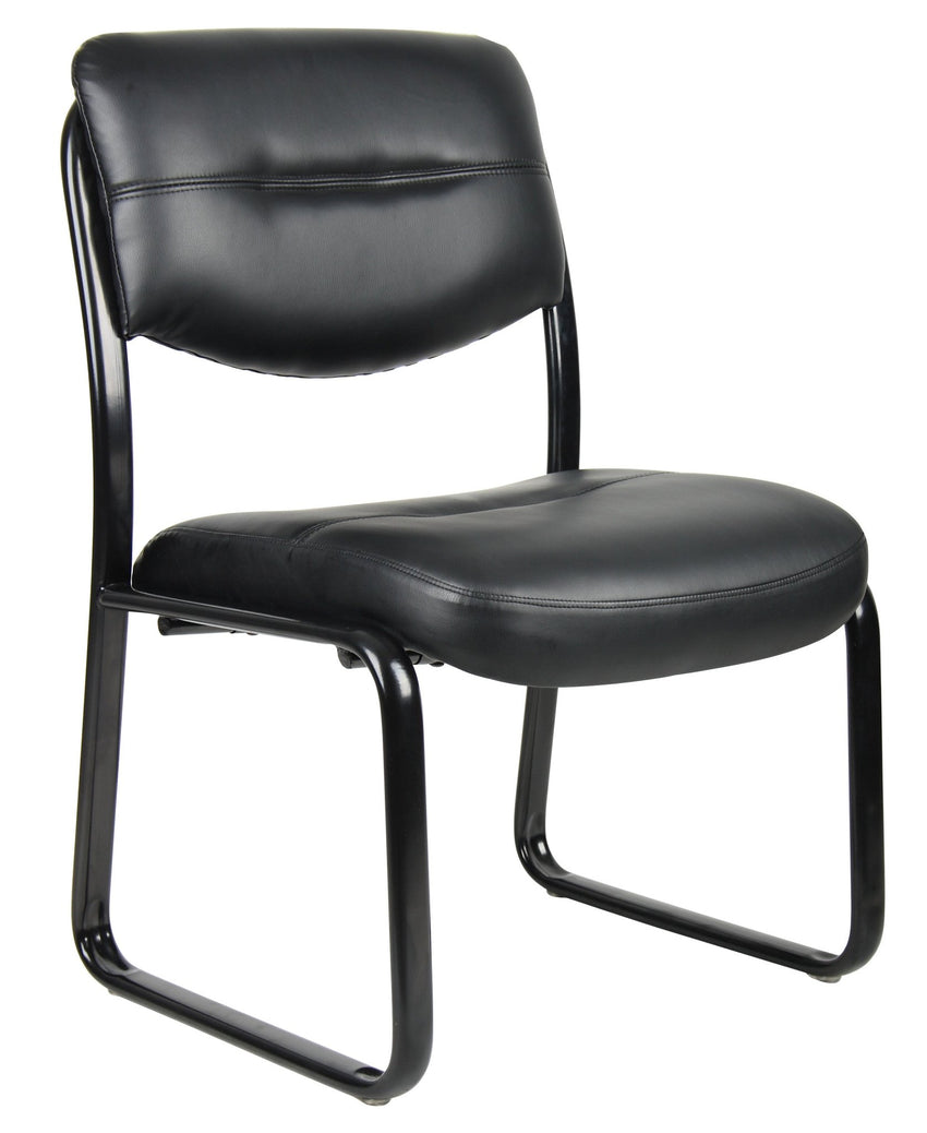 Boss LeatherPlus Sled Base Side Chair, Black (B9539) - SchoolOutlet