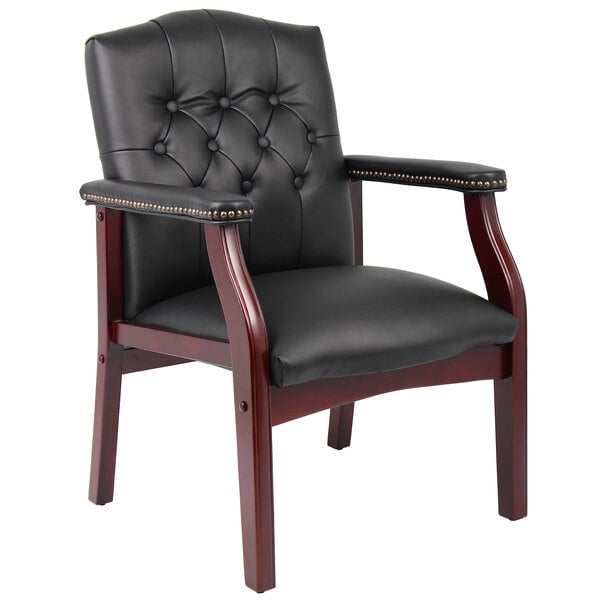 Boss Ivy League Caressoft Executive Guest Chair with Mahogany Finish (B959) - SchoolOutlet