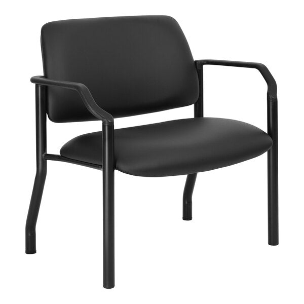 Boss Mid - Back Antimicrobial Guest Chair with Arms, Black (B9591AM - 500) - SchoolOutlet