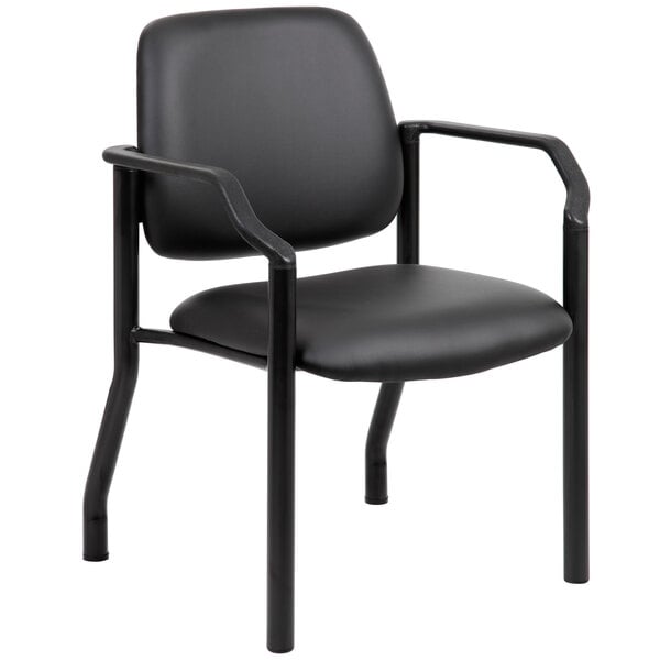 Boss Mid - Back Antimicrobial Guest Chair with Arms, Black (B9591AM) - SchoolOutlet