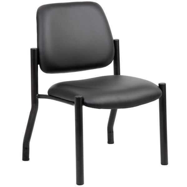 Boss Antimicrobial Vinyl Guest Chair with 400 lb. Capacity, Black Vinyl (B9595AM) - SchoolOutlet