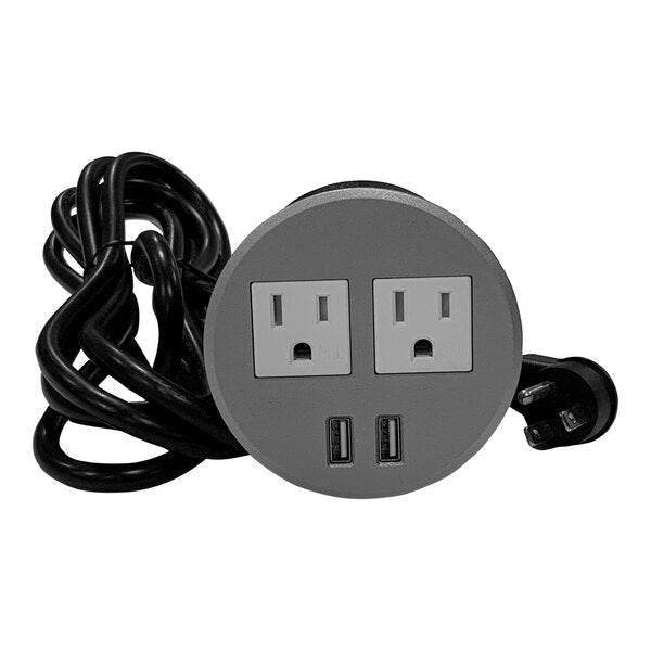 Boos 3" 5 - Port Electrical / USB Grommet Outlet, Silver 120V (SOT - 4SW) - SchoolOutlet