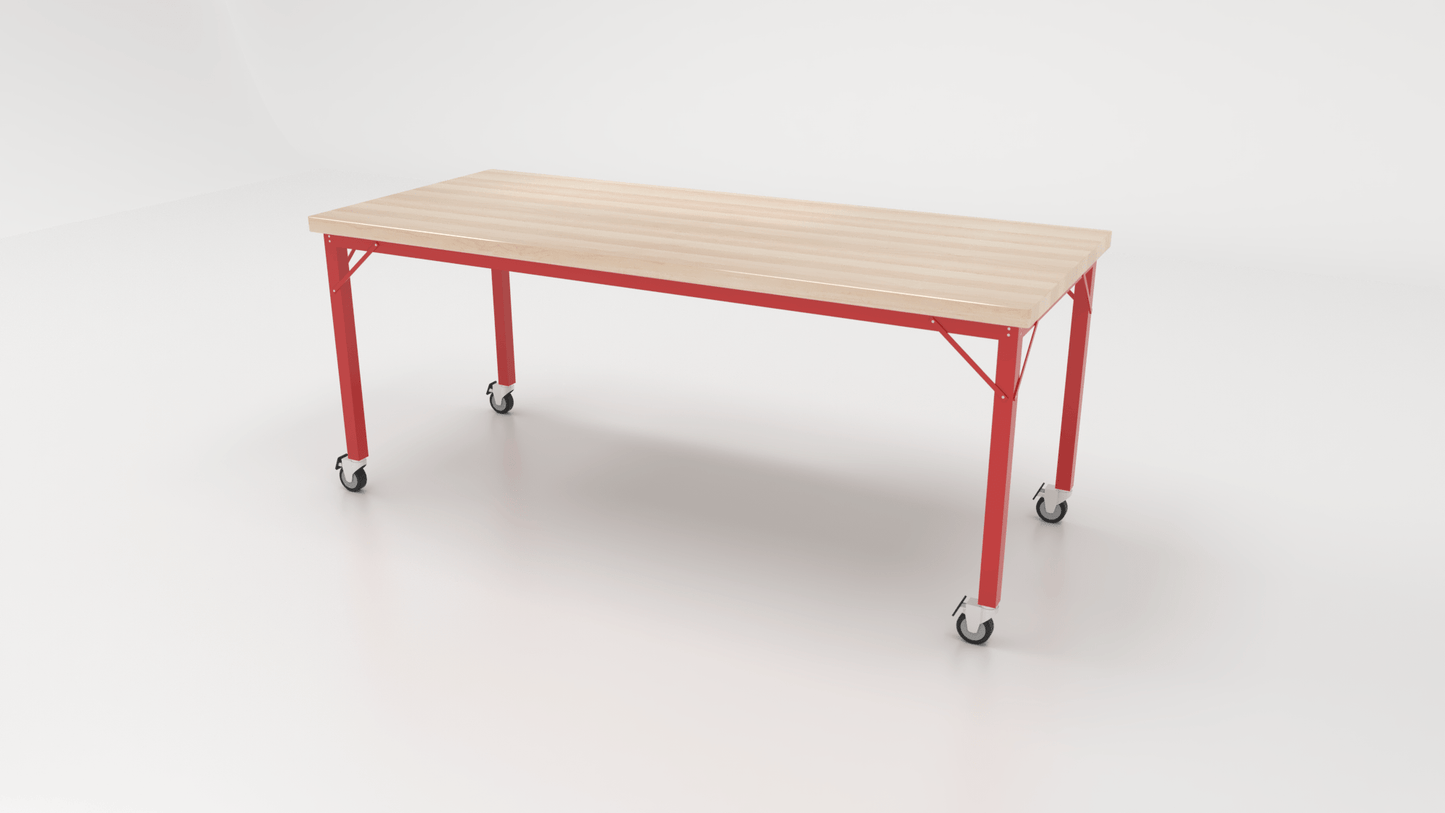 CEF Brainstorm Workbench 30" Height with Maple Butcher Block Top and Steel Frame for 3rd Grade and Up - SchoolOutlet