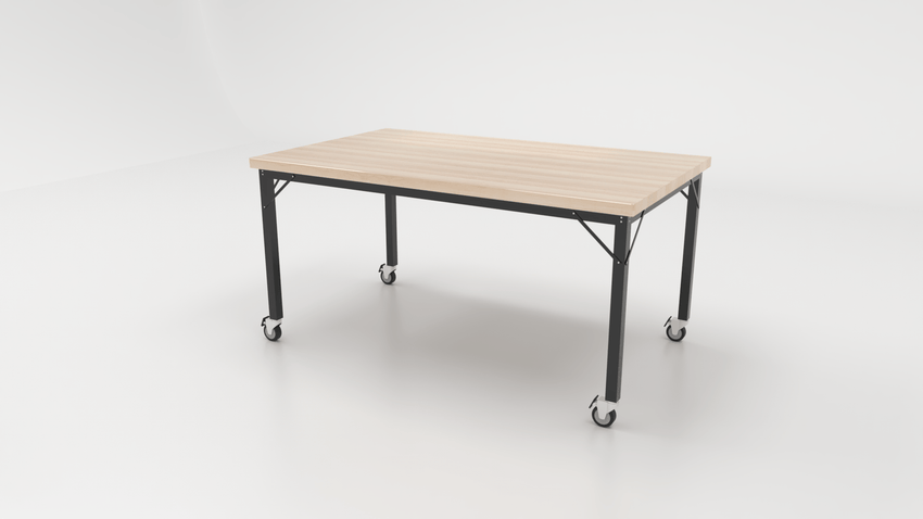CEF Brainstorm Workbench 30" Height with Maple Butcher Block Top and Steel Frame for 3rd Grade and Up - SchoolOutlet