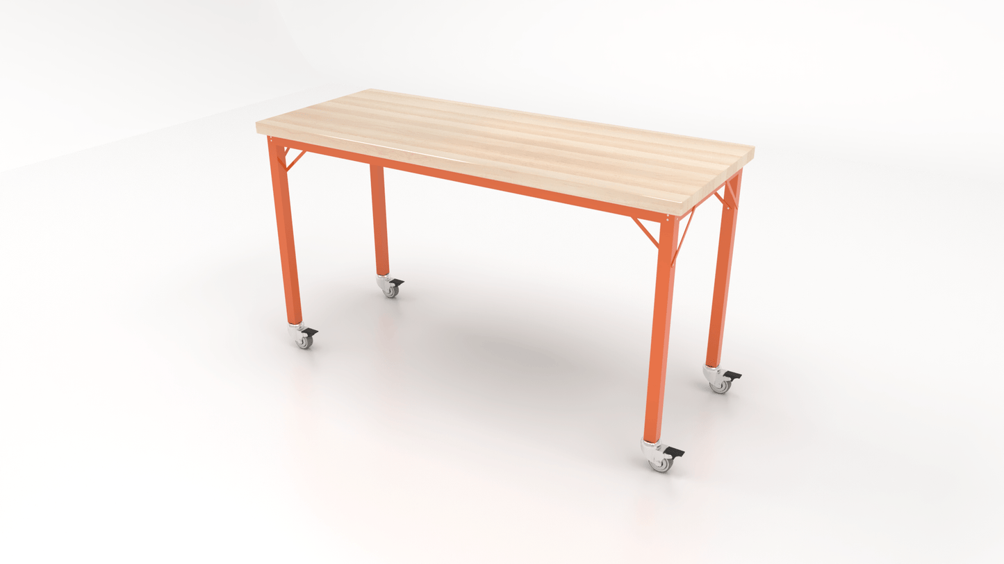 CEF Brainstorm Workbench 34" Height with Maple Butcher Block Top and Steel Frame for 3rd Grade and Up ADA Compliant - SchoolOutlet