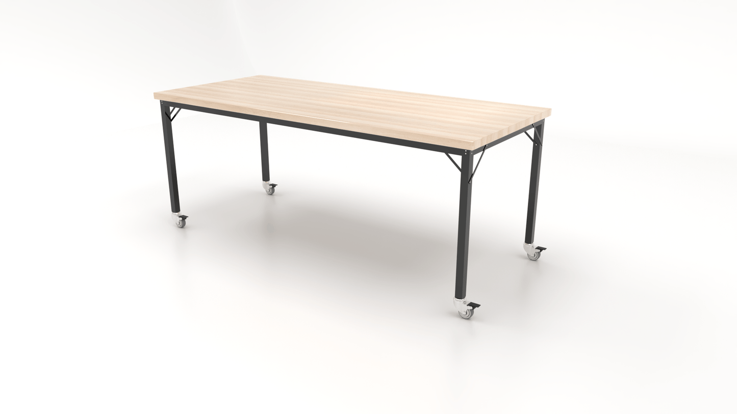 CEF Brainstorm Workbench 34" Height with Maple Butcher Block Top and Steel Frame for 3rd Grade and Up ADA Compliant - SchoolOutlet