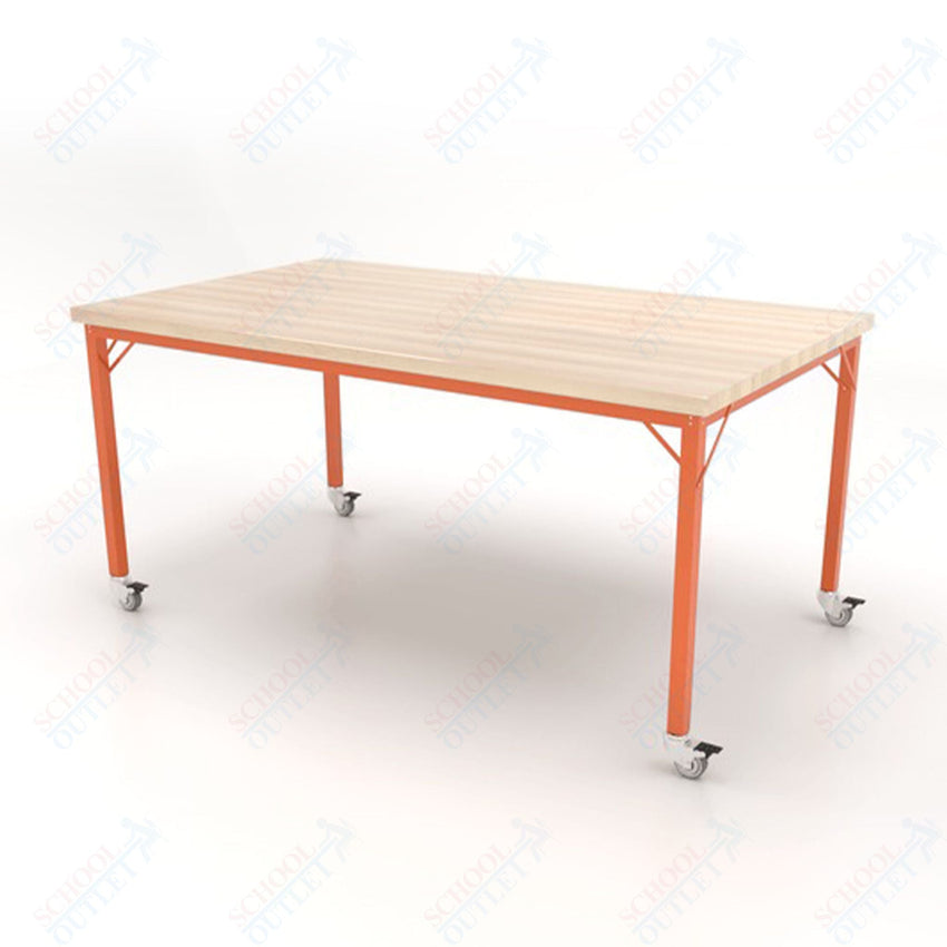 CEF Brainstorm Workbench 34" Height with Maple Butcher Block Top and Steel Frame for 3rd Grade and Up ADA Compliant - SchoolOutlet