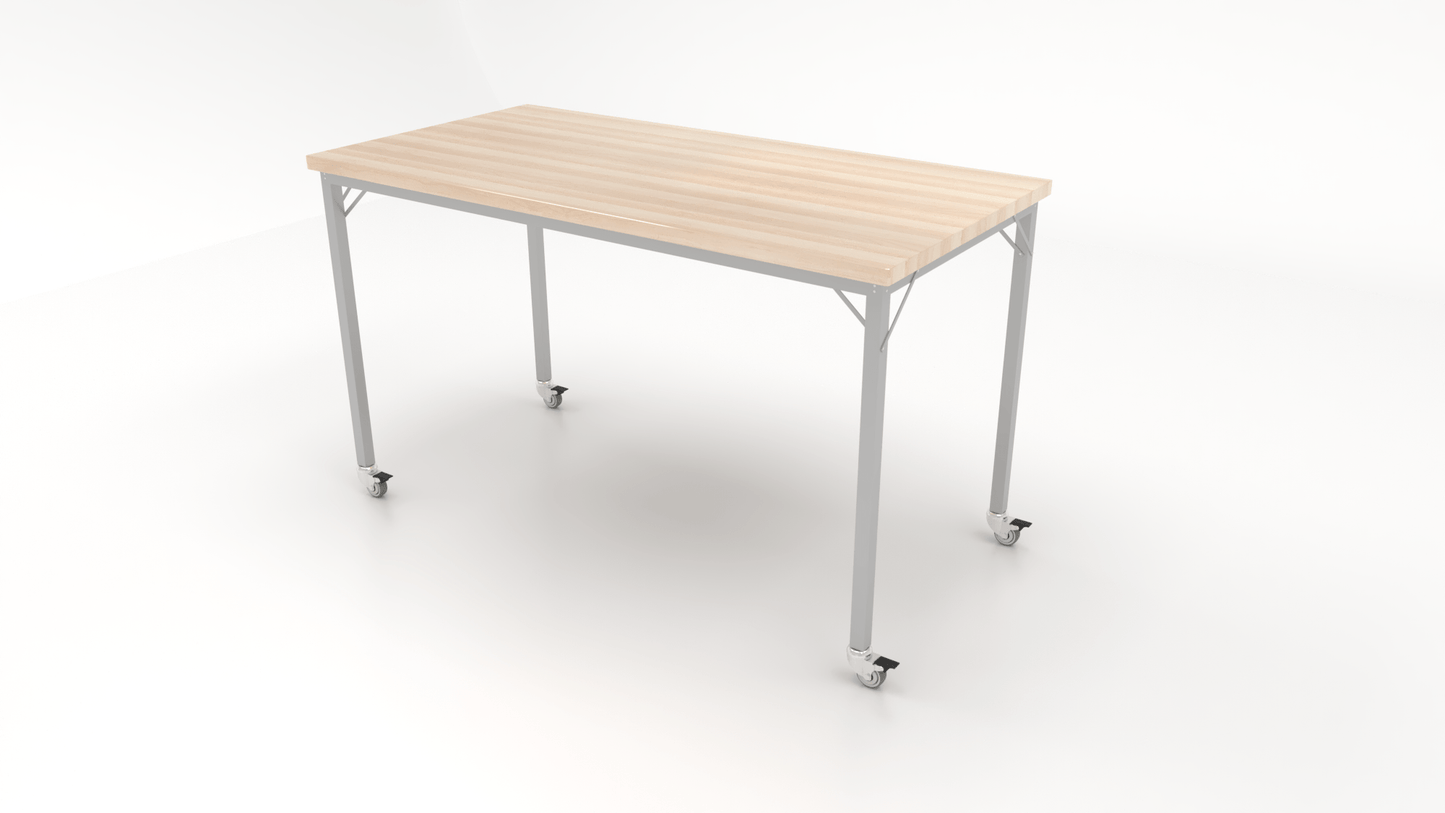 CEF Brainstorm Workbench 42" Height with Maple Butcher Block Top and Steel Frame for 6th Grade and Up - SchoolOutlet