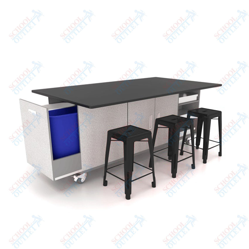 CEF ED Original Table 36"H Chemical Resistant Top, Laminate Base with 6 Stools, Storage Bins, Trash Bins, and Electrical Outlets Included. - SchoolOutlet