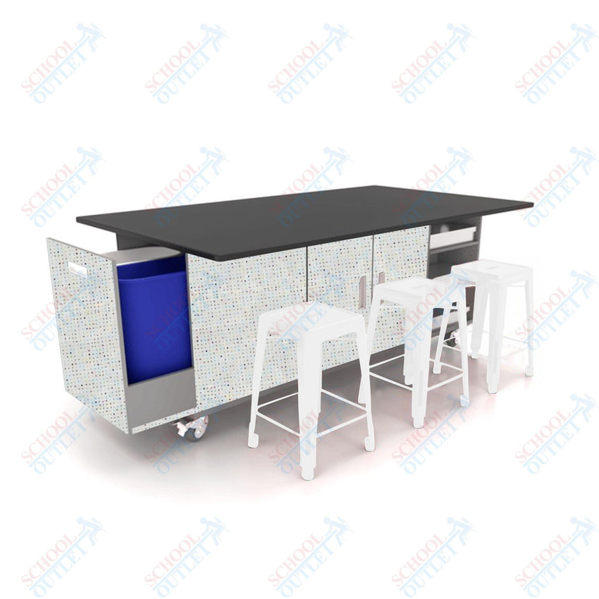 CEF ED Original Table 36"H Chemical Resistant Top, Laminate Base with 6 Stools, Storage Bins, Trash Bins, and Electrical Outlets Included. - SchoolOutlet